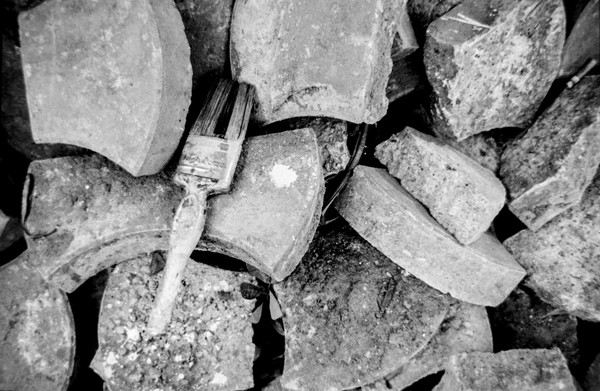 Found this abandoned on my way to grab coffee. Found the imagery interesting along with the texture of stone